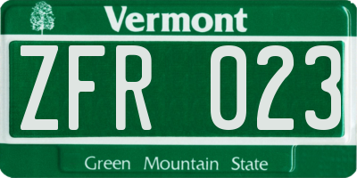 VT license plate ZFR023
