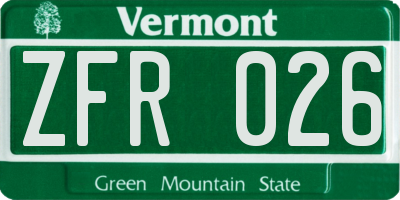 VT license plate ZFR026