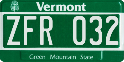 VT license plate ZFR032