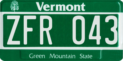 VT license plate ZFR043