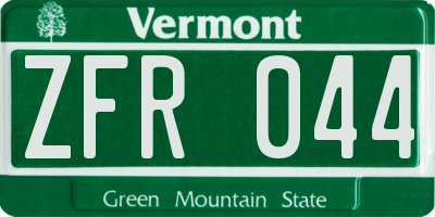 VT license plate ZFR044