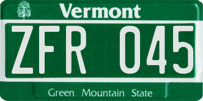 VT license plate ZFR045