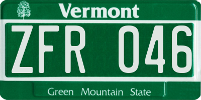 VT license plate ZFR046