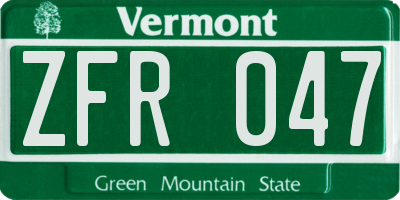 VT license plate ZFR047