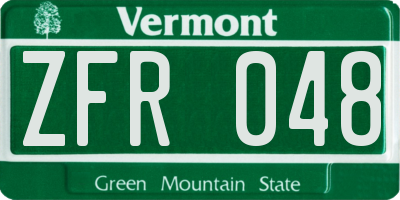 VT license plate ZFR048
