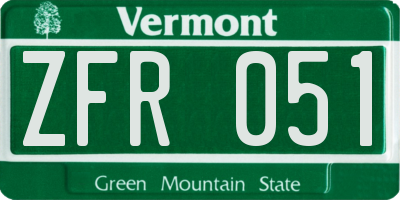 VT license plate ZFR051