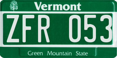 VT license plate ZFR053