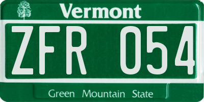 VT license plate ZFR054