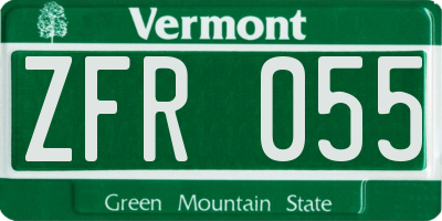 VT license plate ZFR055