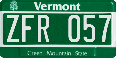 VT license plate ZFR057
