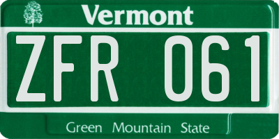VT license plate ZFR061