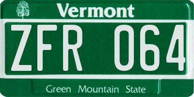 VT license plate ZFR064