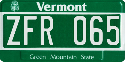 VT license plate ZFR065