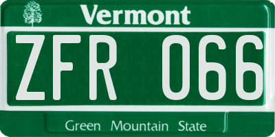 VT license plate ZFR066