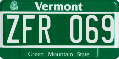 VT license plate ZFR069