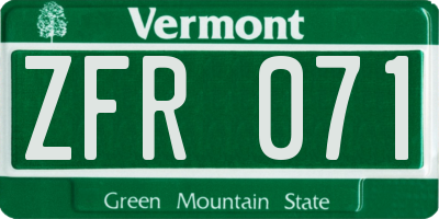 VT license plate ZFR071