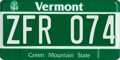 VT license plate ZFR074