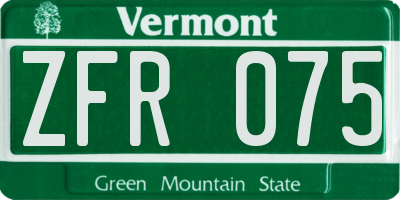 VT license plate ZFR075