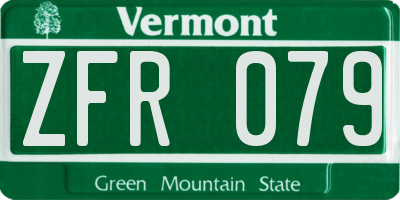VT license plate ZFR079
