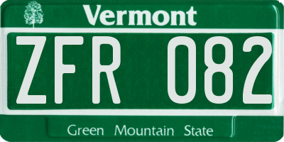 VT license plate ZFR082