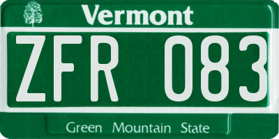 VT license plate ZFR083
