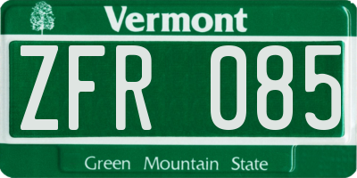 VT license plate ZFR085
