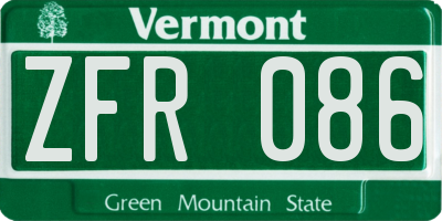 VT license plate ZFR086