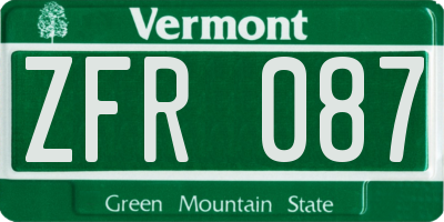 VT license plate ZFR087