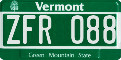 VT license plate ZFR088
