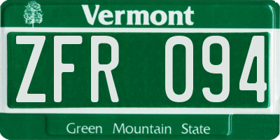 VT license plate ZFR094