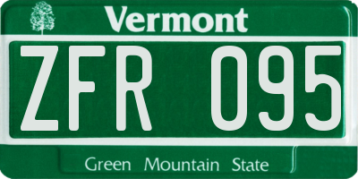 VT license plate ZFR095