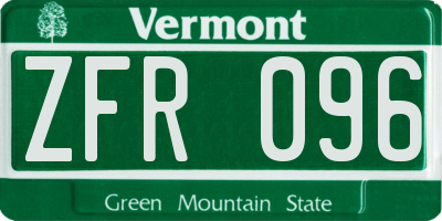 VT license plate ZFR096