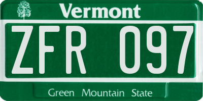 VT license plate ZFR097