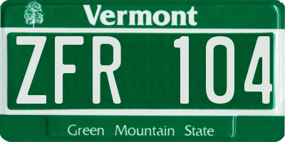 VT license plate ZFR104