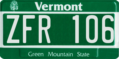 VT license plate ZFR106