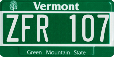 VT license plate ZFR107