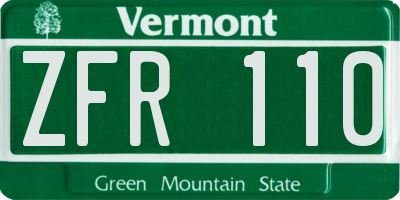 VT license plate ZFR110