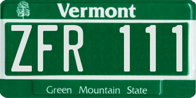 VT license plate ZFR111