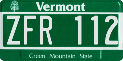 VT license plate ZFR112