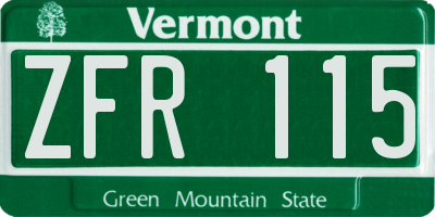 VT license plate ZFR115