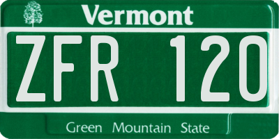 VT license plate ZFR120