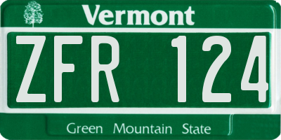 VT license plate ZFR124