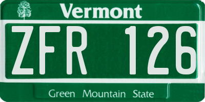 VT license plate ZFR126