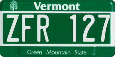 VT license plate ZFR127