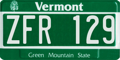 VT license plate ZFR129