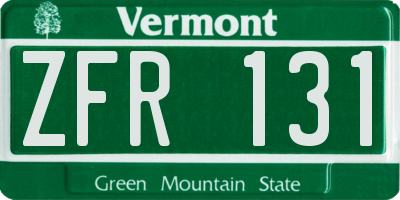 VT license plate ZFR131