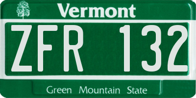 VT license plate ZFR132