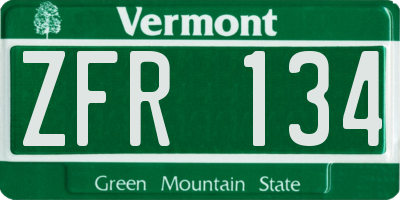 VT license plate ZFR134