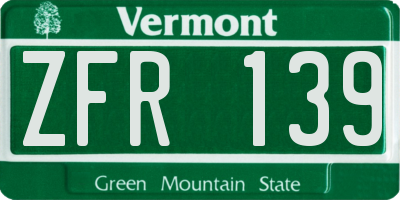 VT license plate ZFR139