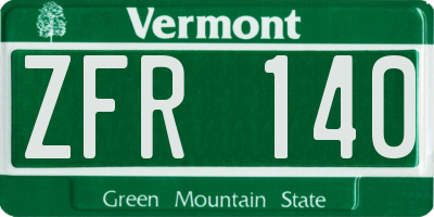 VT license plate ZFR140